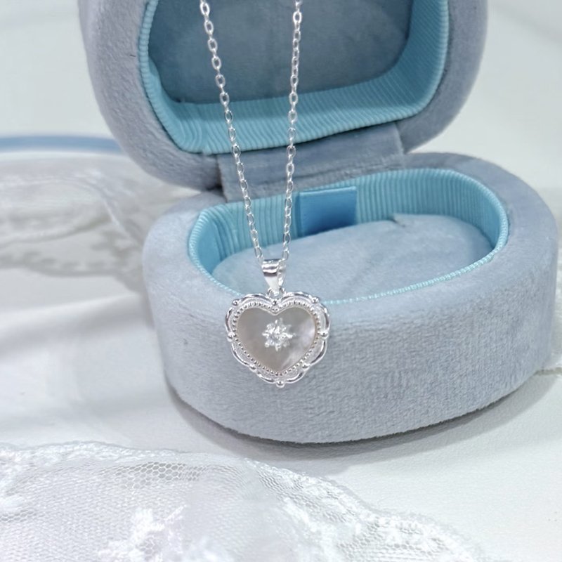 S925 Sterling Silver Heart-Shaped Shell Necklace - Image 6