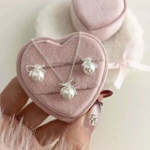 S925 Pearl Necklace And Earrings Set