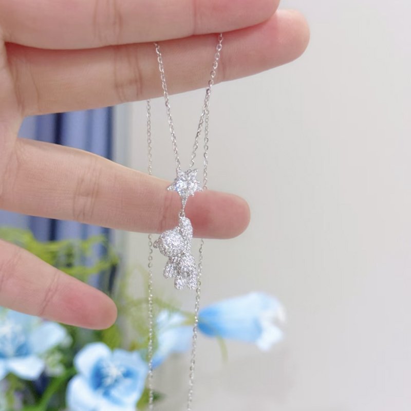 S925 Bear and Star Clavicle Necklace - Image 5