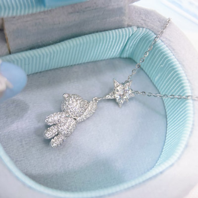 S925 Bear and Star Clavicle Necklace - Image 6
