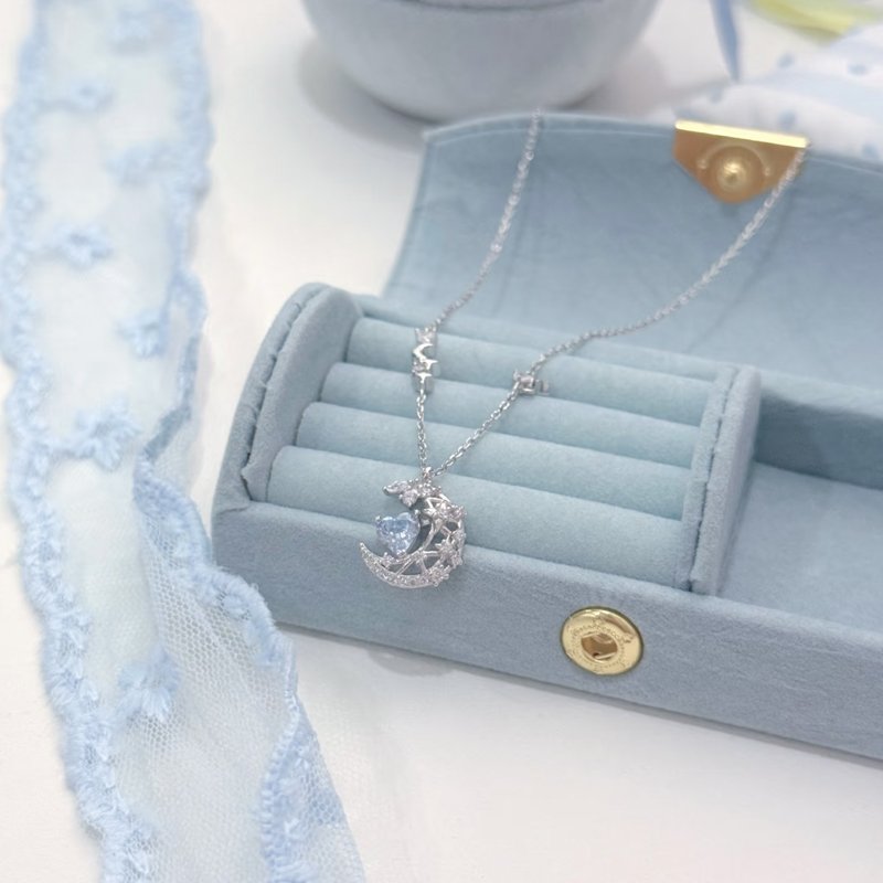 Moon Blue Heart Necklace S925 - Image 7